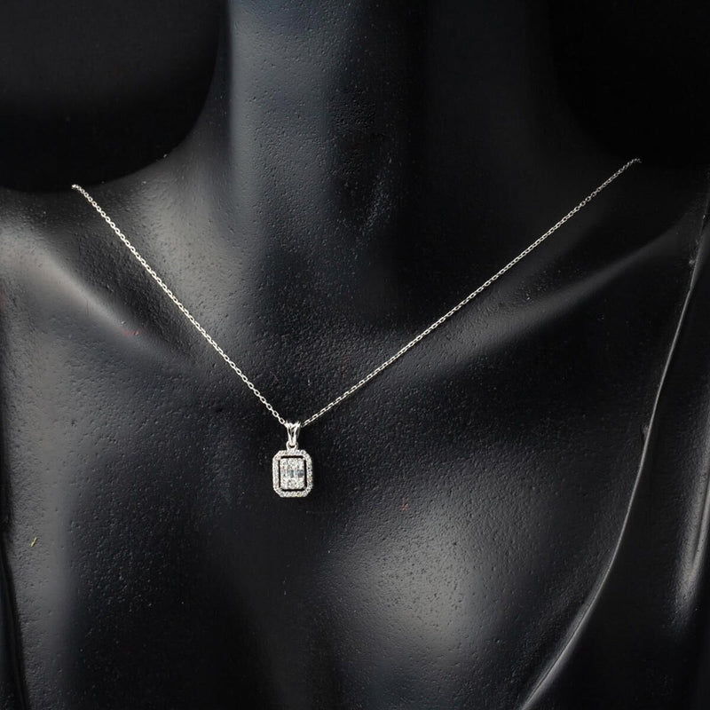 14K White Gold Baguette Cut Diamond Necklace