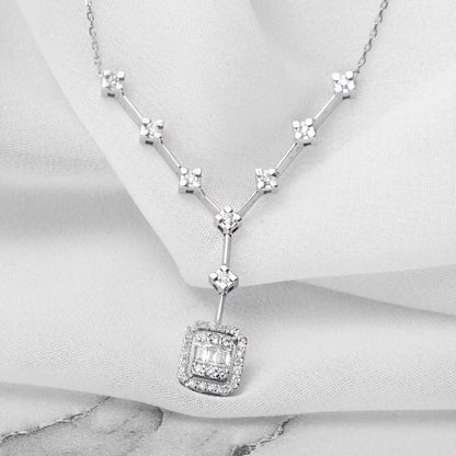 14K White Gold 0.31 Ct Baguette Diamond Necklace