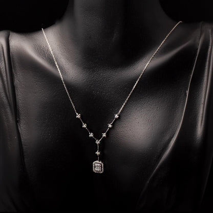 14K White Gold 0.31 Ct Baguette Diamond Necklace