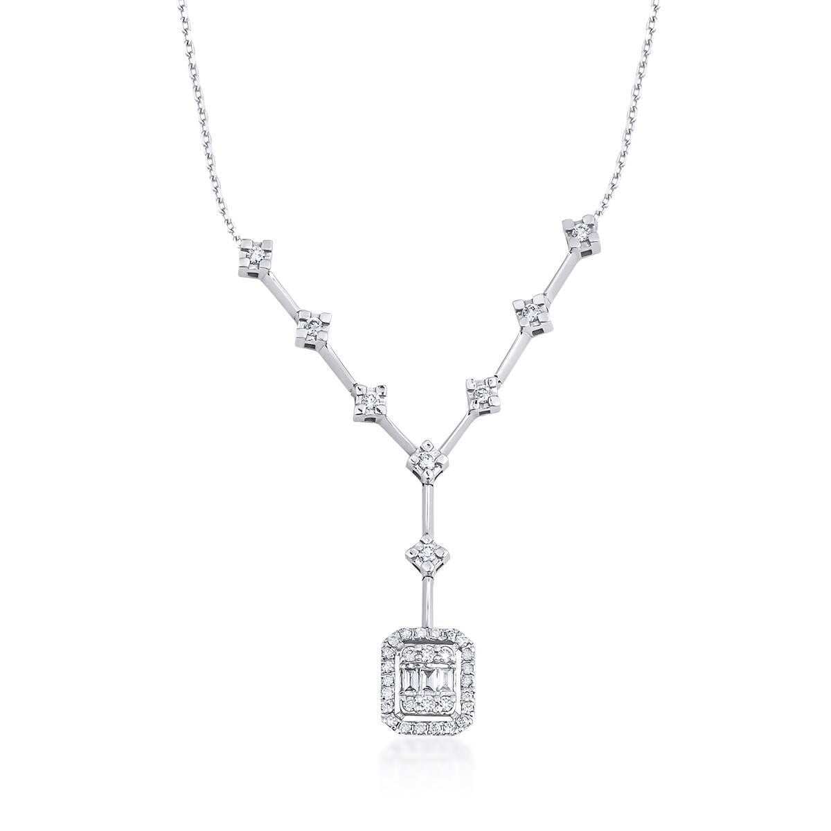 14K White Gold 0.31 Ct Baguette Diamond Necklace