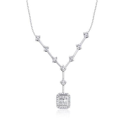14K White Gold 0.31 Ct Baguette Diamond Necklace