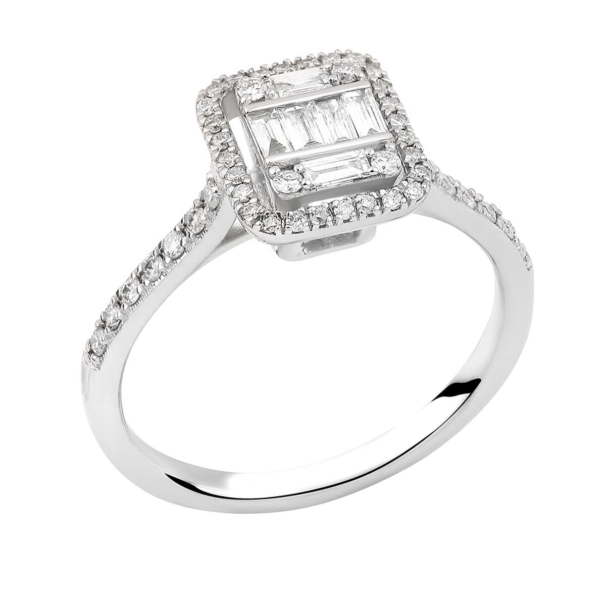 14K White Gold 0.32 Ct Baguette Diamond Ring