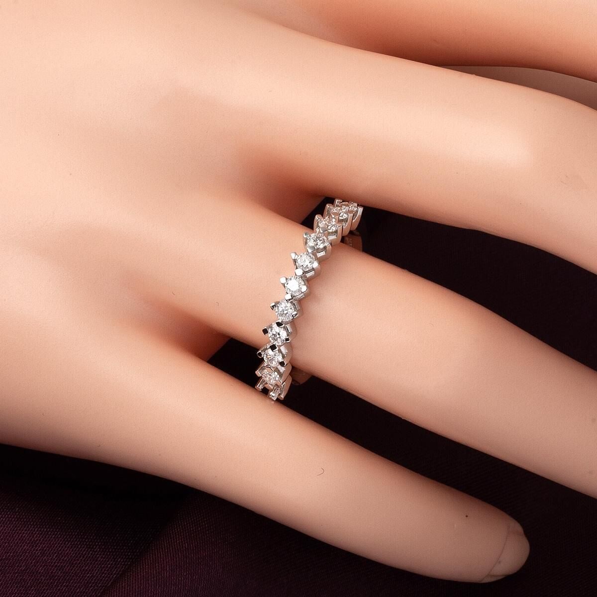 14K White Gold 0.33 Ct Half Eternity Moissanite Ring