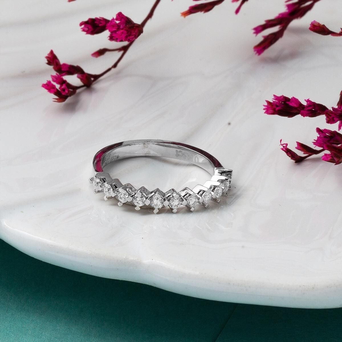 14K White Gold 0.33 Ct Half Eternity Moissanite Ring