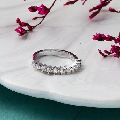 14K White Gold 0.33 Ct Half Eternity Moissanite Ring