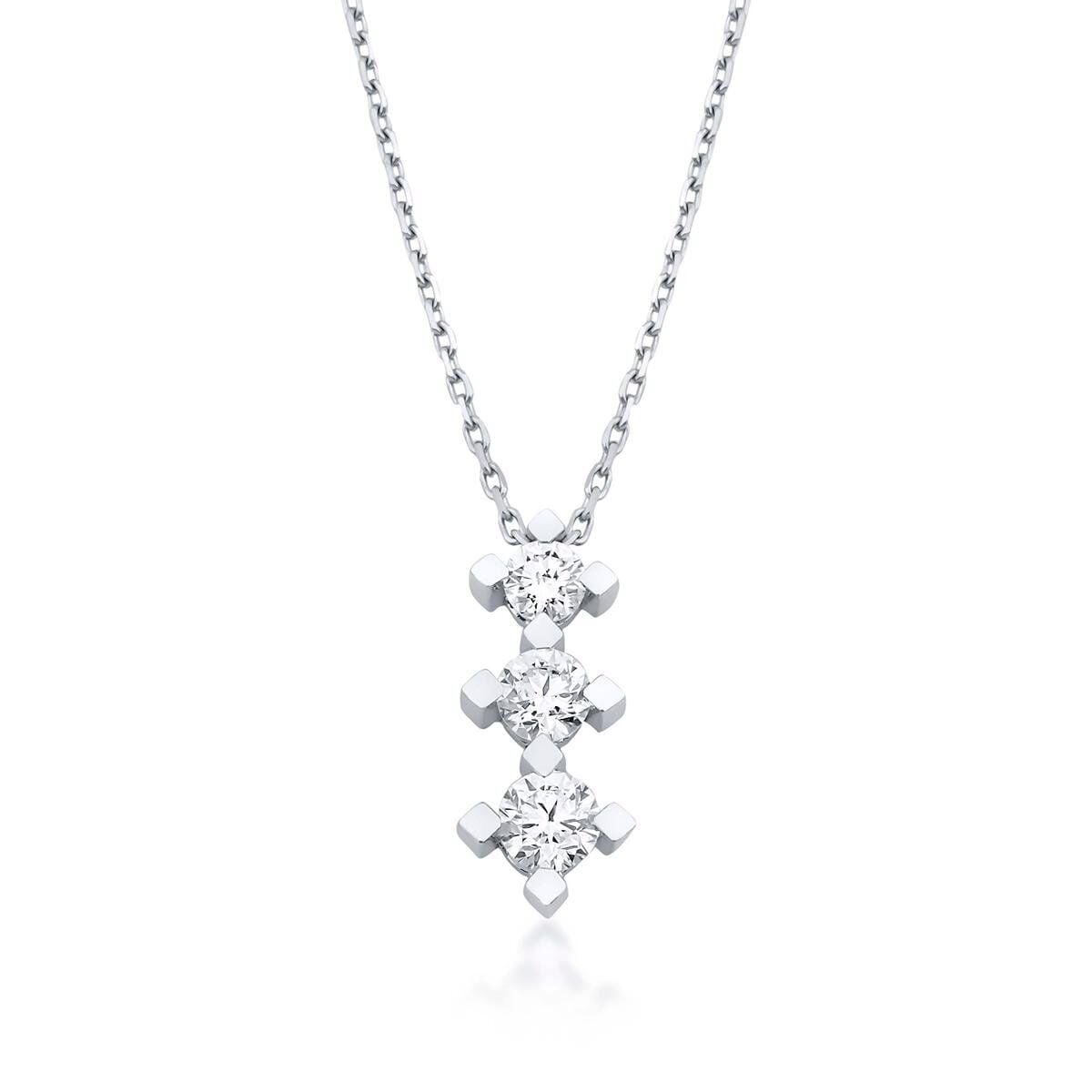 14K White Gold Tria 0.33 Ct Diamond Necklace