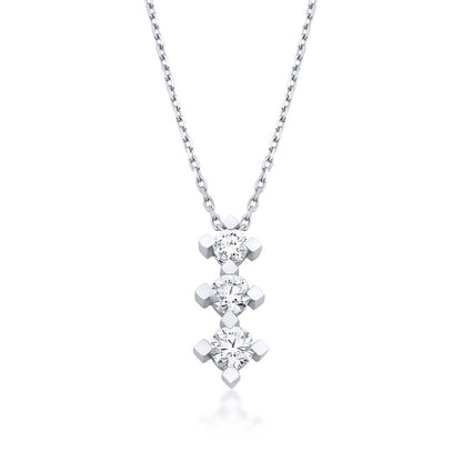 14K White Gold Tria 0.33 Ct Diamond Necklace