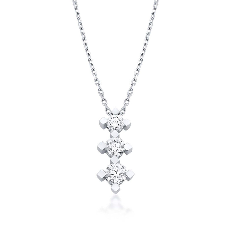 14K White Gold Tria 0.33 Ct Diamond Necklace