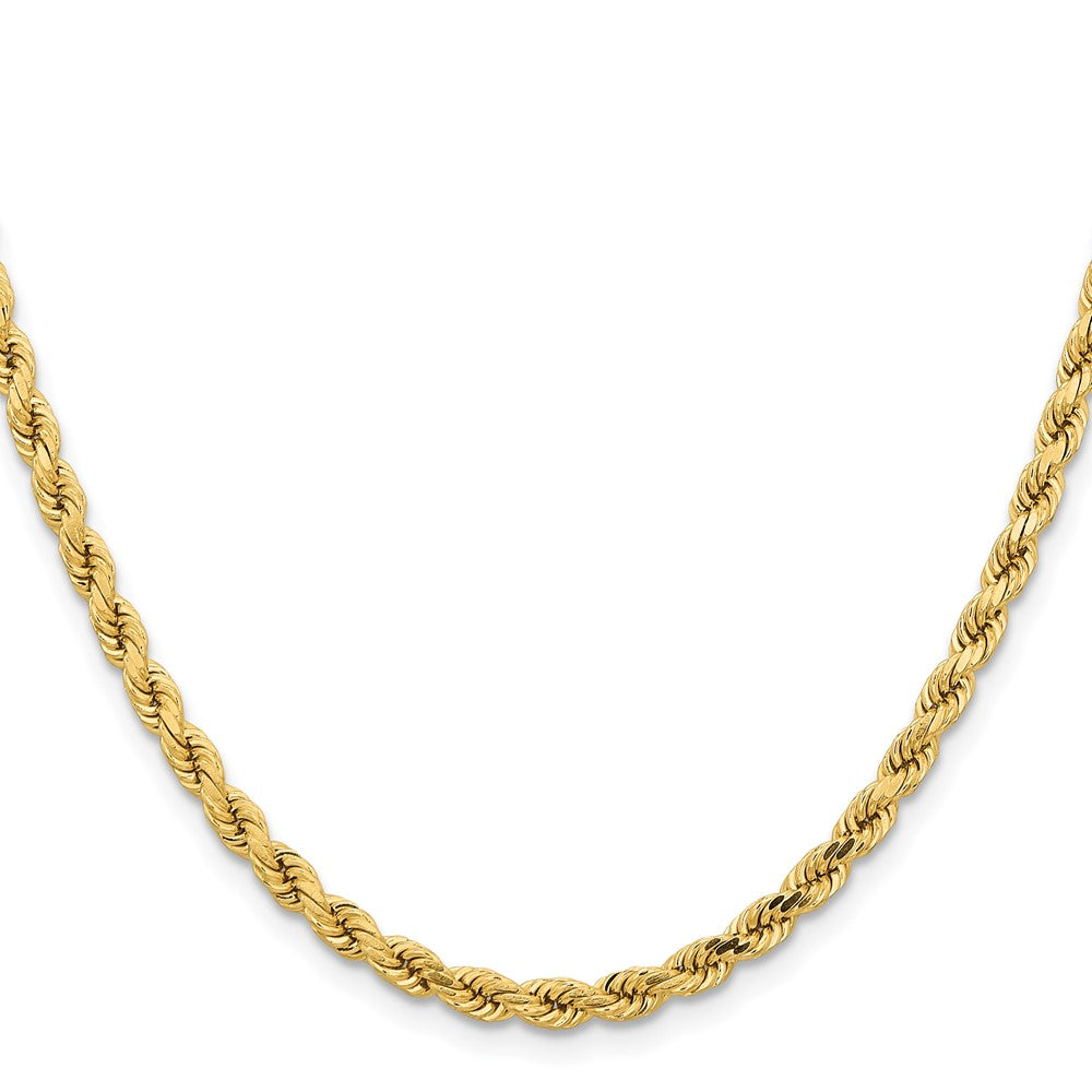 14k Yellow Gold 4.25mm Diamond-cut Rope with Lobster Clasp Chain Necklace