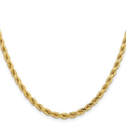 14k Yellow Gold 4.25mm Diamond-cut Rope with Lobster Clasp Chain Necklace