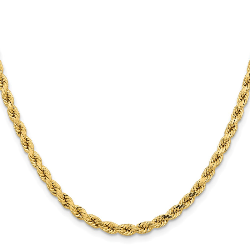 14k Yellow Gold 4.25mm Diamond-cut Rope with Lobster Clasp Chain Necklace