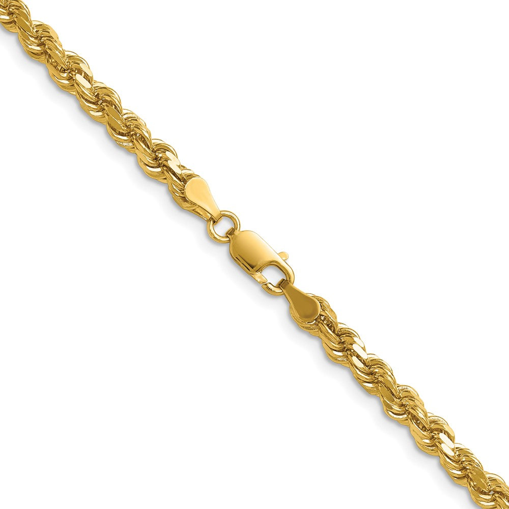 14k Yellow Gold 4.25mm Diamond-cut Rope with Lobster Clasp Chain Necklace