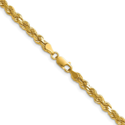14k Yellow Gold 4.25mm Diamond-cut Rope with Lobster Clasp Chain Necklace