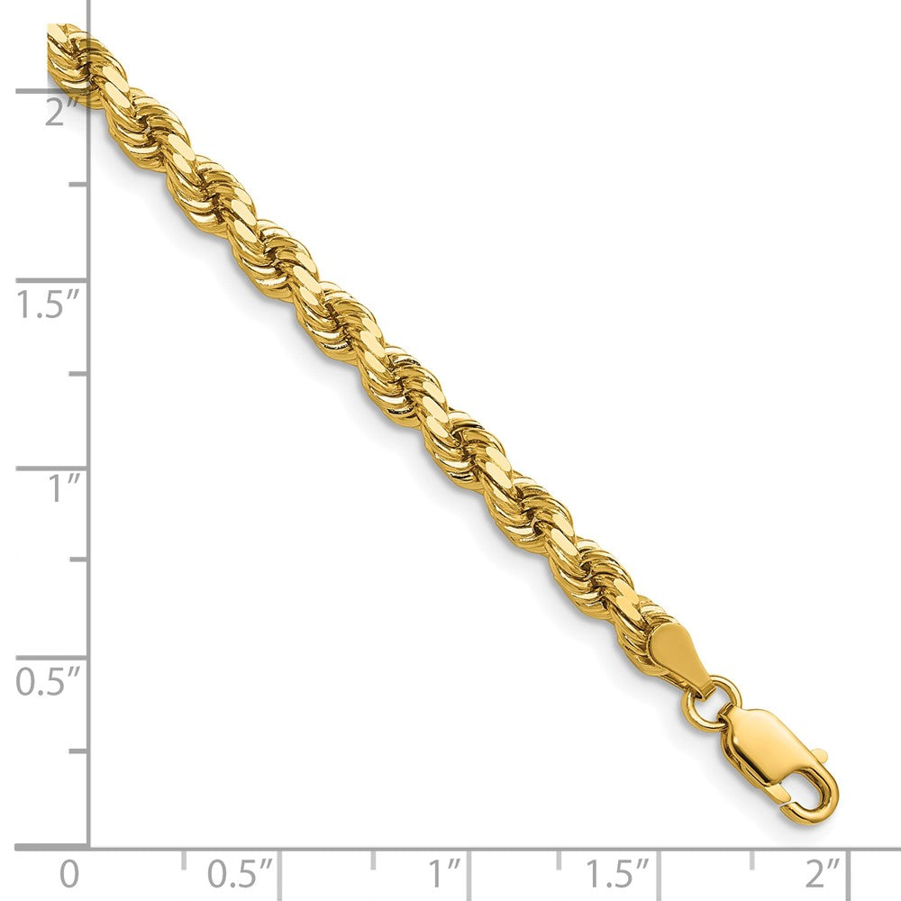 14k Yellow Gold 4.25mm Diamond-cut Rope with Lobster Clasp Chain Necklace