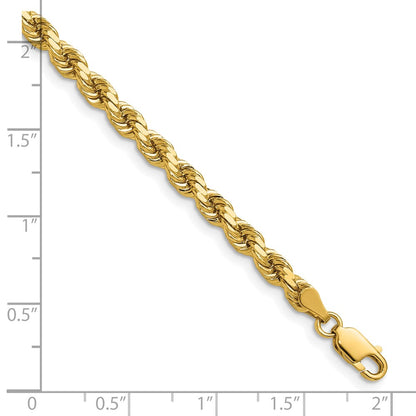 14k Yellow Gold 4.25mm Diamond-cut Rope with Lobster Clasp Chain Necklace
