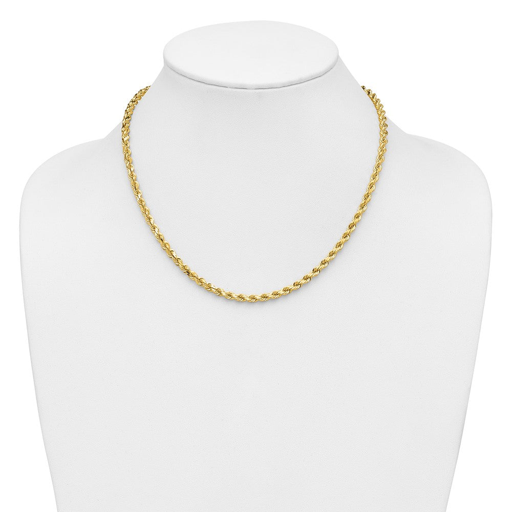 14k Yellow Gold 4.25mm Diamond-cut Rope with Lobster Clasp Chain Necklace
