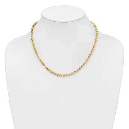 14k Yellow Gold 4.25mm Diamond-cut Rope with Lobster Clasp Chain Necklace