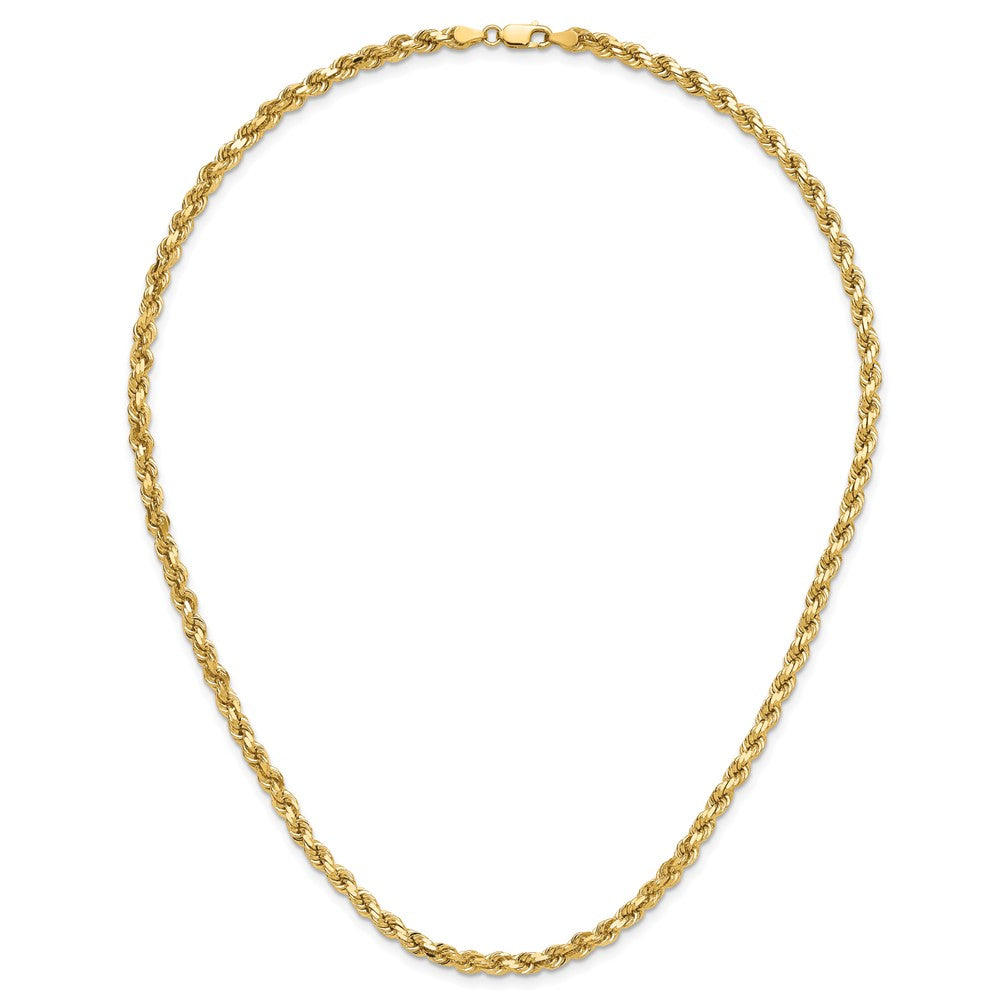 14k Yellow Gold 4.25mm Diamond-cut Rope with Lobster Clasp Chain Necklace