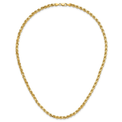 14k Yellow Gold 4.25mm Diamond-cut Rope with Lobster Clasp Chain Necklace