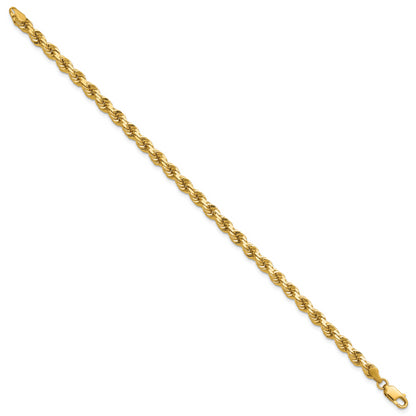 14k Yellow Gold 7 inch 4.25mm Diamond-cut Rope with Lobster Clasp Chain