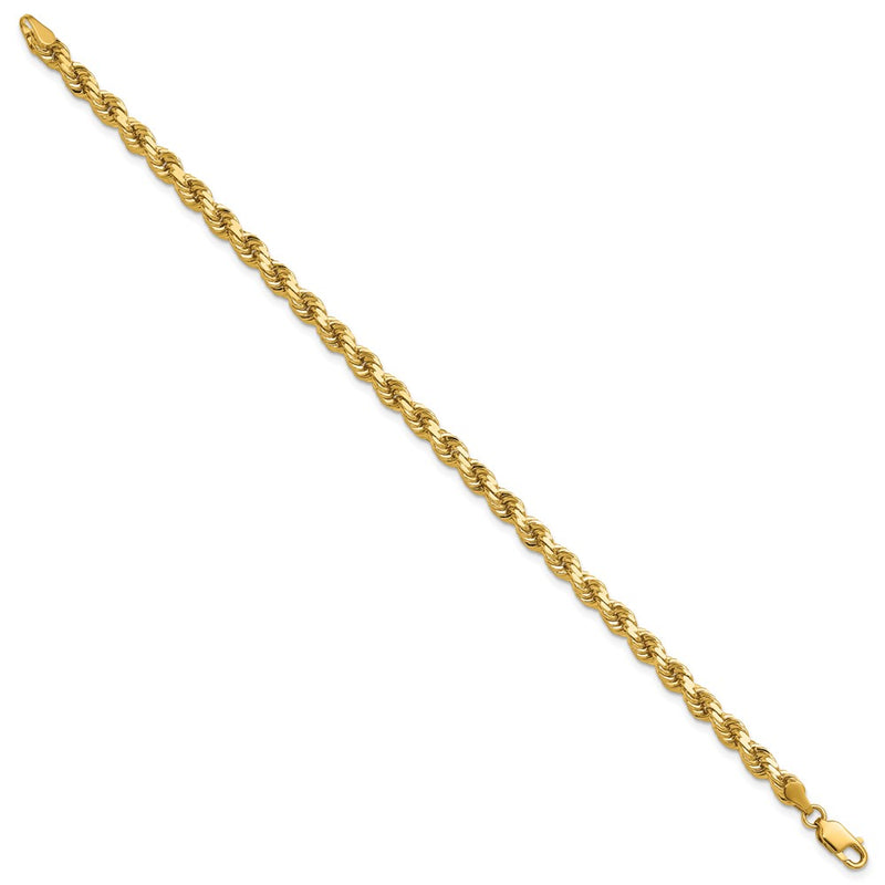 8.5 Inch 14k Yellow Gold 4.25mm D/C Rope with Lobster Clasp Chain Bracelet