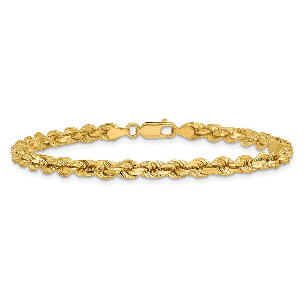 14k Yellow Gold 4.25mm Diamond-cut Rope with Lobster Clasp Chain Anklet