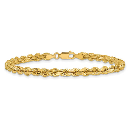 14k Yellow Gold 4.25mm Diamond-cut Rope with Lobster Clasp Chain Anklet