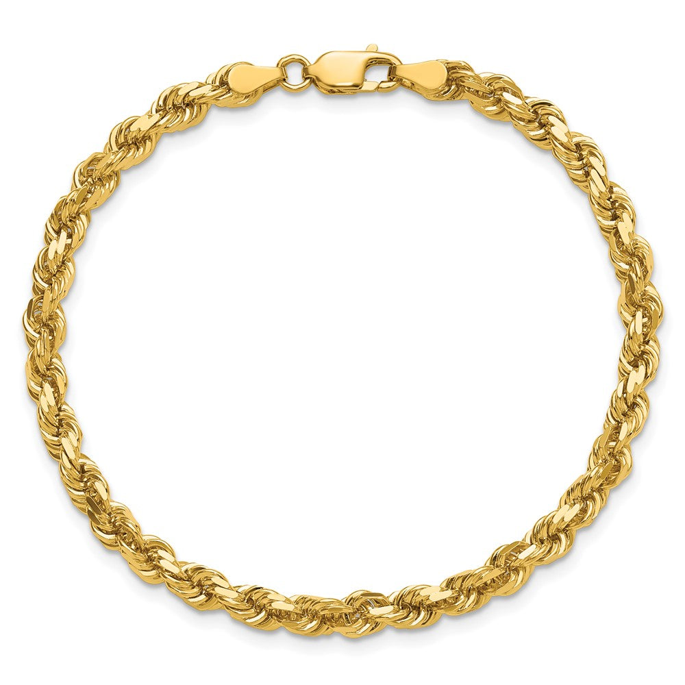 14k Yellow Gold 4.25mm Diamond-cut Rope with Lobster Clasp Chain Anklet