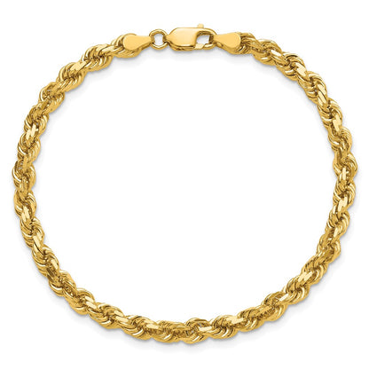 14k Yellow Gold 4.25mm Diamond-cut Rope with Lobster Clasp Chain Anklet
