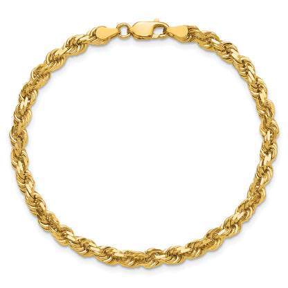 14k Yellow Gold 7 inch 4.25mm Diamond-cut Rope with Lobster Clasp Chain
