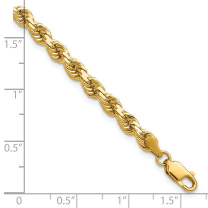 14k Yellow Gold 7 inch 4.25mm Diamond-cut Rope with Lobster Clasp Chain