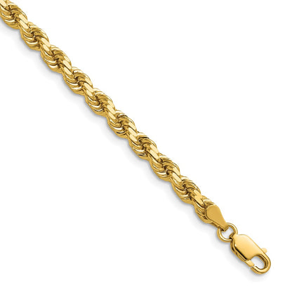 14k Yellow Gold 4.25mm Diamond-cut Rope with Lobster Clasp Chain Necklace