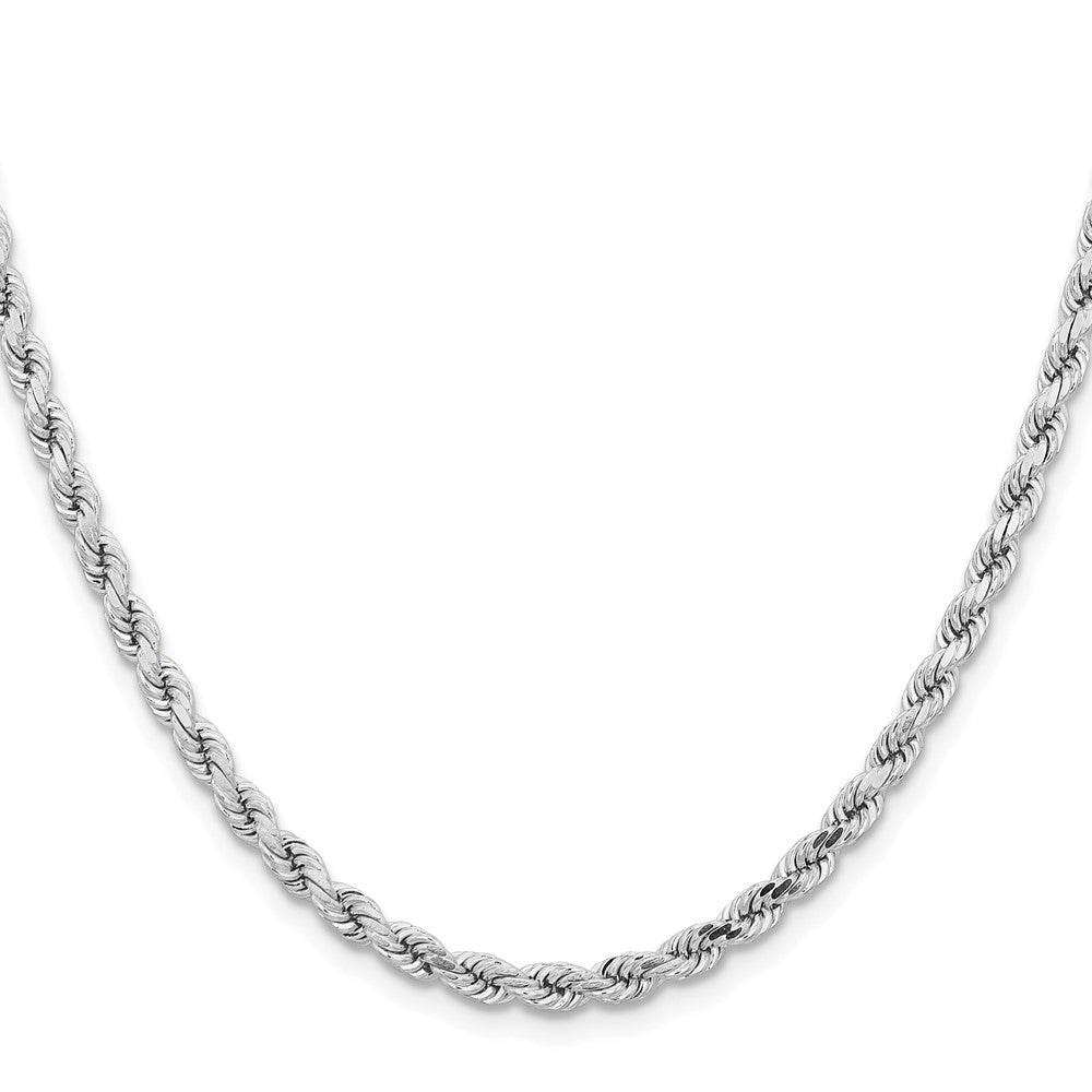 14k White Gold 4.25mm Diamond-cut Rope with Lobster Clasp Chain Necklace