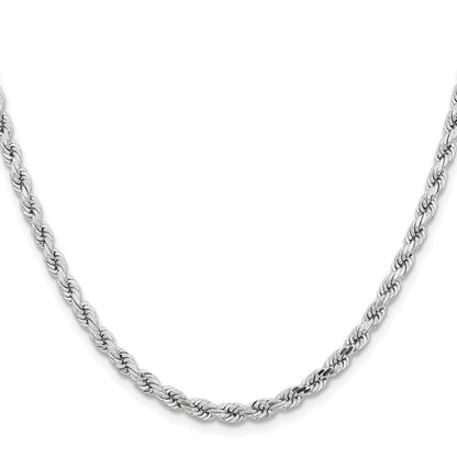 14k White Gold 4.25mm Diamond-cut Rope with Lobster Clasp Chain Necklace