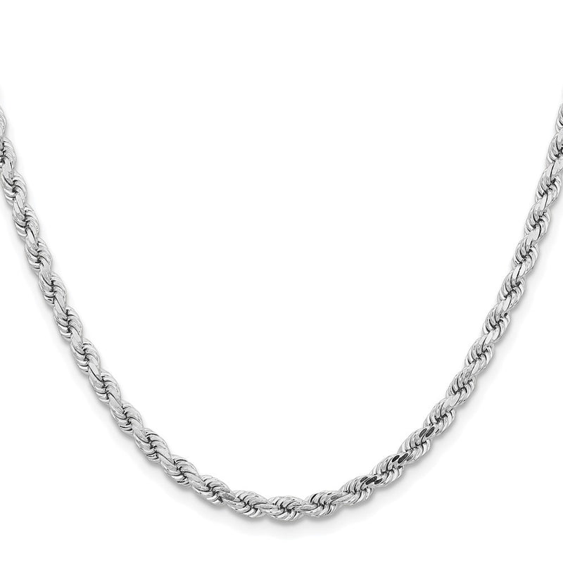 14k White Gold 4.25mm Diamond-cut Rope with Lobster Clasp Chain Necklace