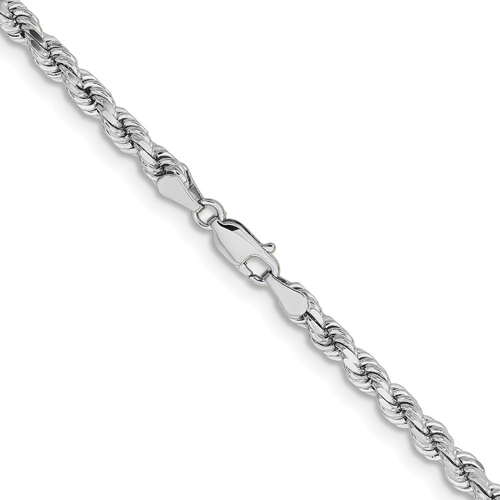 14k White Gold 4.25mm Diamond-cut Rope with Lobster Clasp Chain Necklace