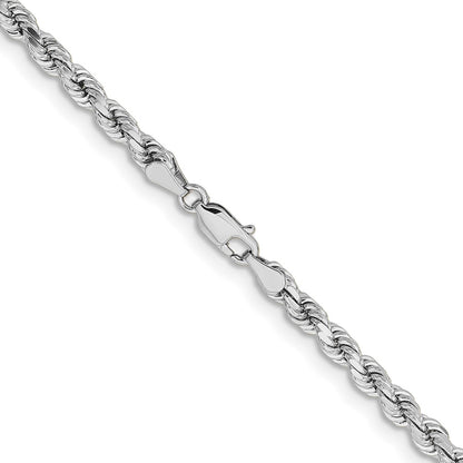 14k White Gold 4.25mm Diamond-cut Rope with Lobster Clasp Chain Necklace