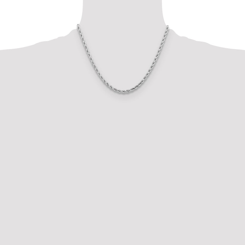 14k White Gold 4.25mm Diamond-cut Rope with Lobster Clasp Chain Necklace