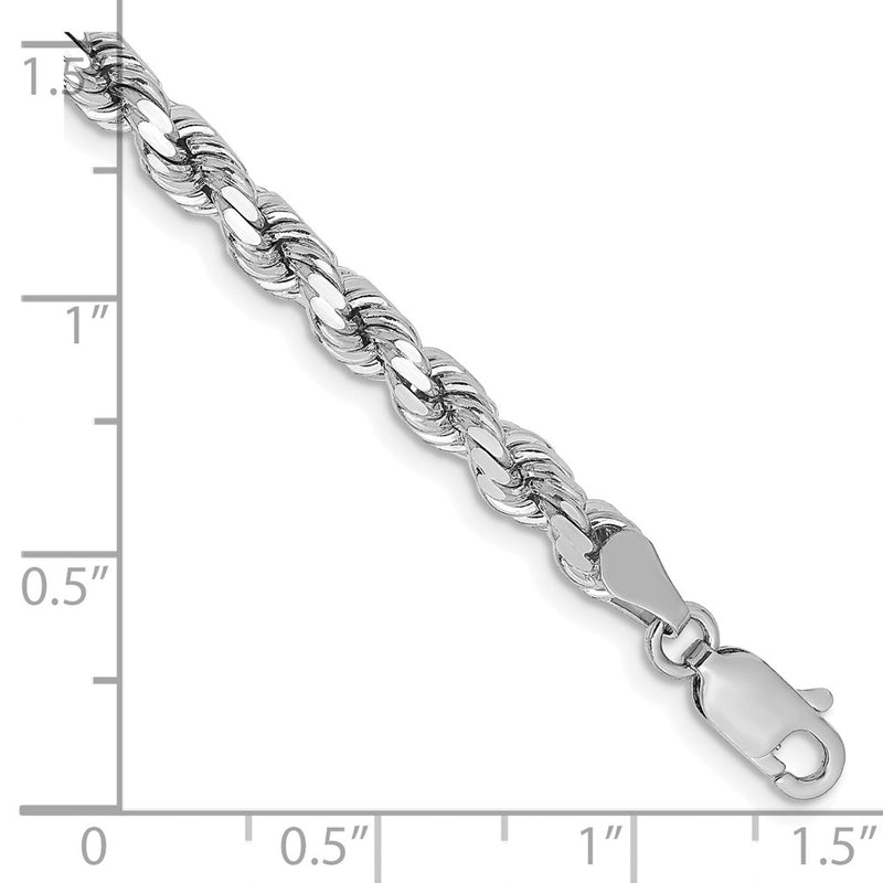 14k White Gold 4.25mm Diamond-cut Rope with Lobster Clasp Chain Bracelet