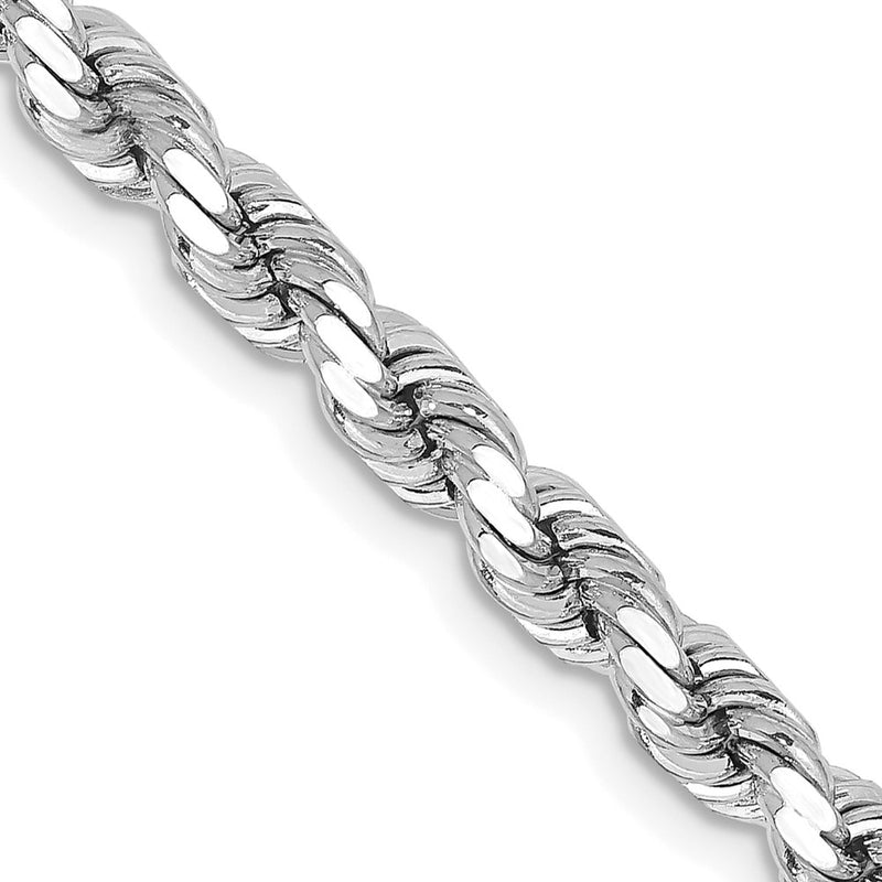 14k White Gold 4.25mm Diamond-cut Rope with Lobster Clasp Chain Necklace