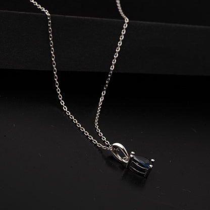 14K White Gold Teardrop Sapphire Necklace