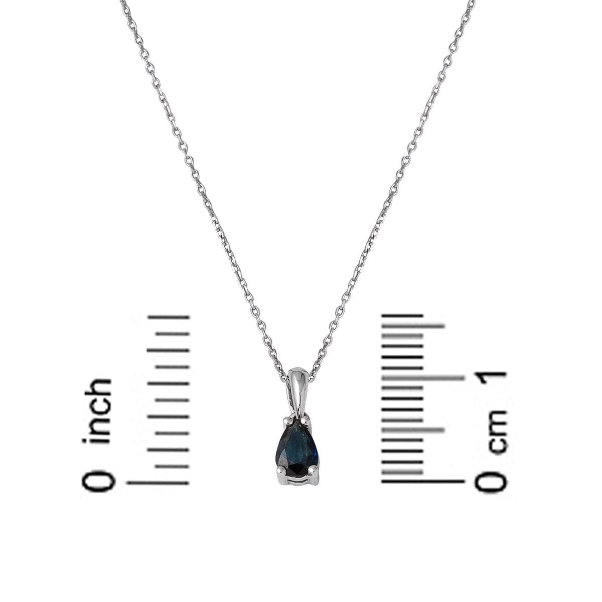 14K White Gold Teardrop Sapphire Necklace