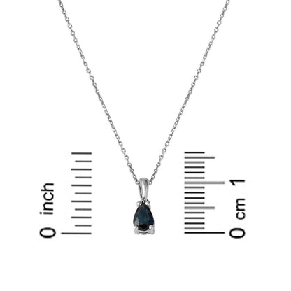 14K White Gold Teardrop Sapphire Necklace