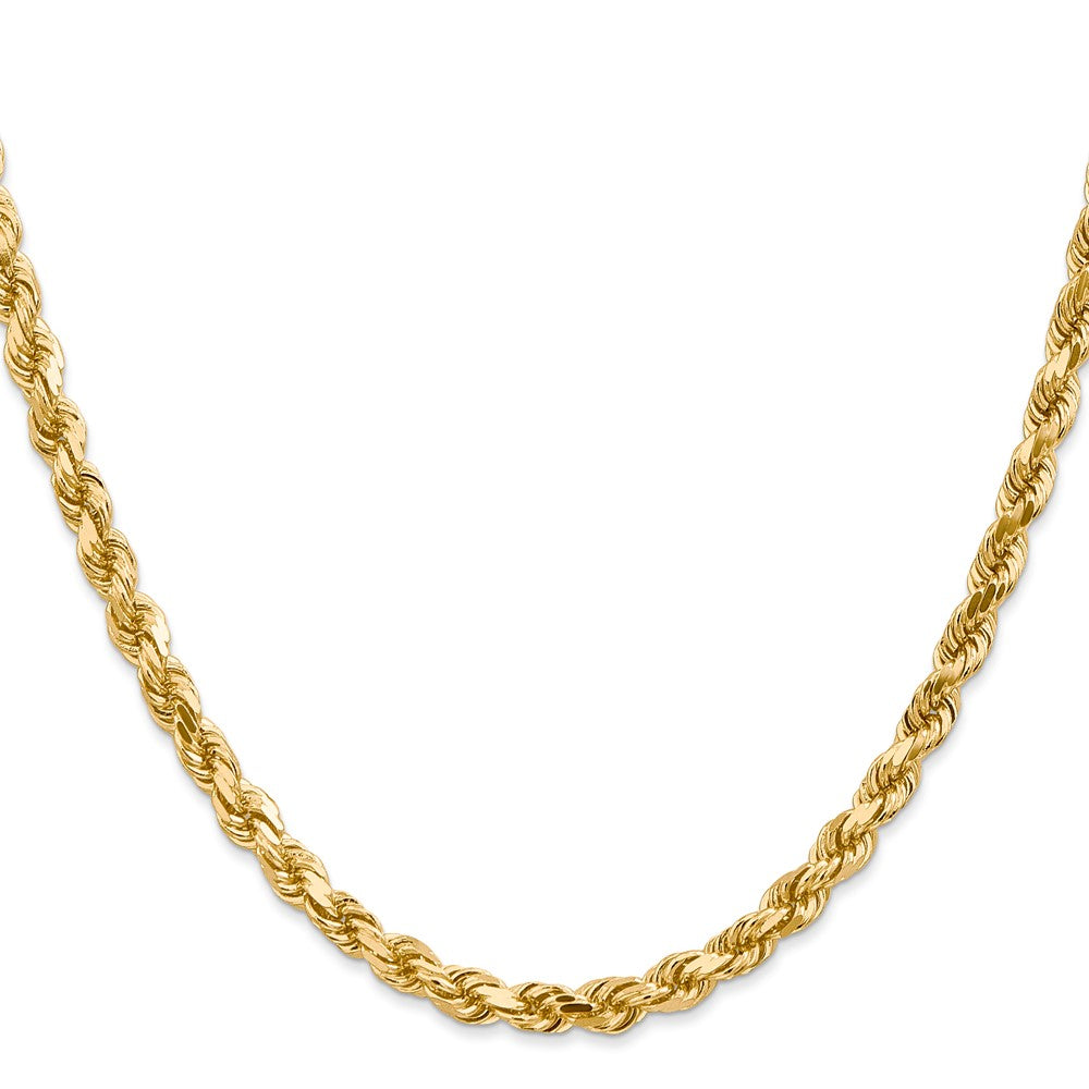 14k Yellow Gold 4.5mm Diamond-cut Rope with Lobster Clasp Chain Necklace