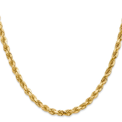 14k Yellow Gold 4.5mm Diamond-cut Rope with Lobster Clasp Chain Necklace