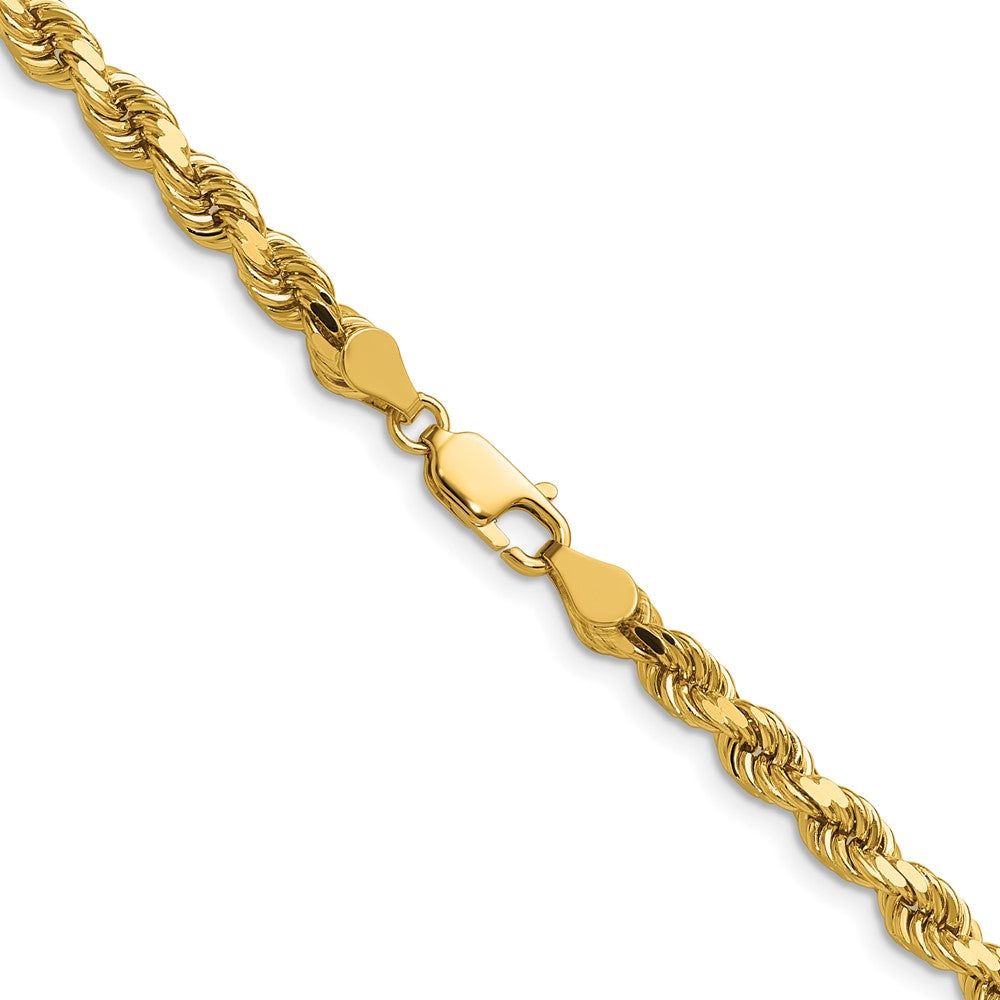 14k Yellow Gold 4.5mm Diamond-cut Rope with Lobster Clasp Chain Necklace