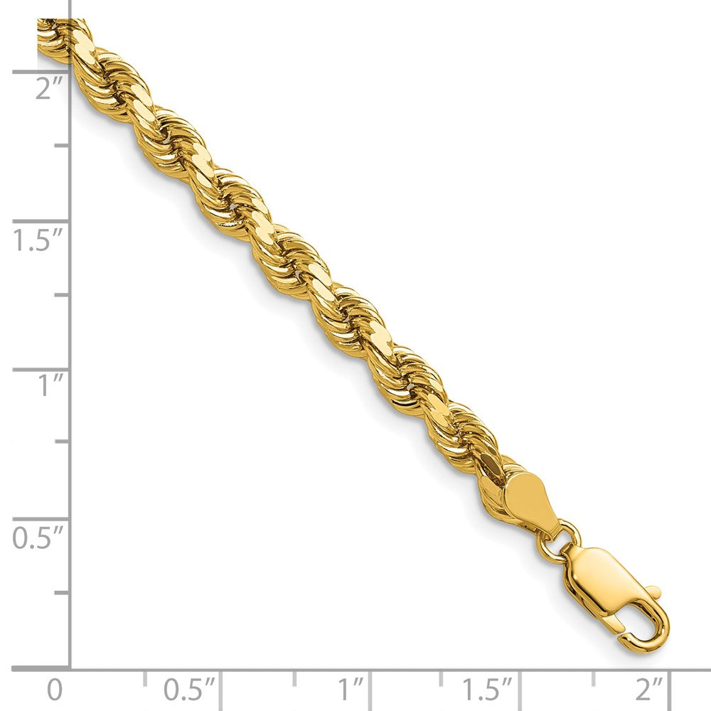 14k Yellow Gold 4.5mm Diamond-cut Rope with Lobster Clasp Chain Necklace