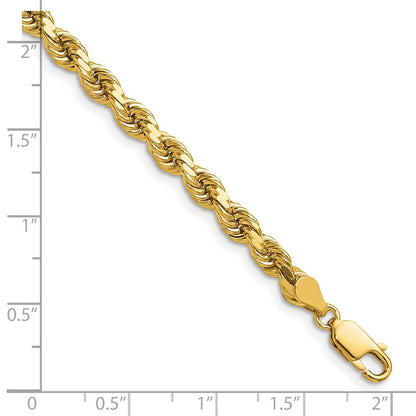 14k Yellow Gold 4.5mm Diamond-cut Rope with Lobster Clasp Chain Necklace