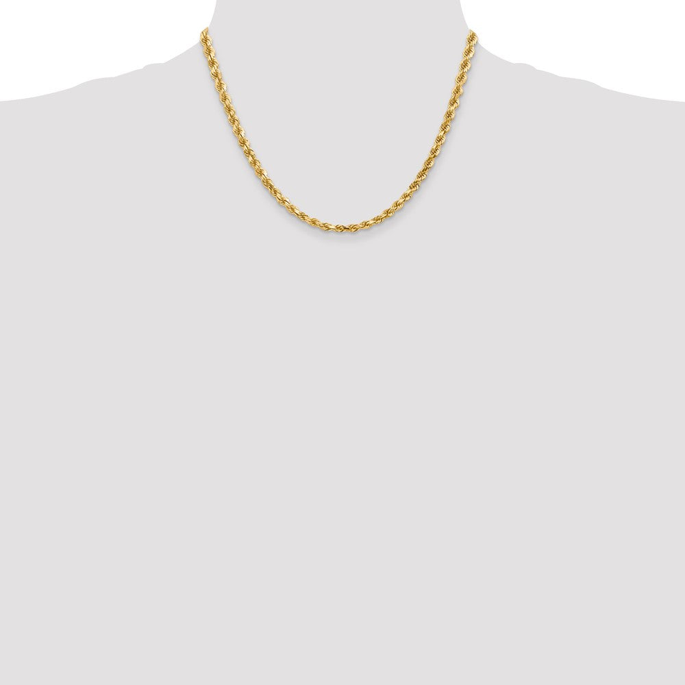 14k Yellow Gold 4.5mm Diamond-cut Rope with Lobster Clasp Chain Necklace