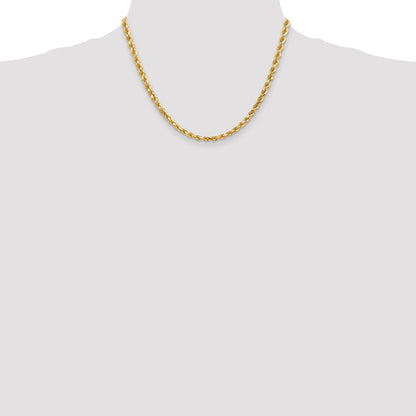 14k Yellow Gold 4.5mm Diamond-cut Rope with Lobster Clasp Chain Necklace